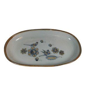 VTG Ken Edwards Tonala Mexico Pottery Oblong Platter El Palomar Blue Handpainted